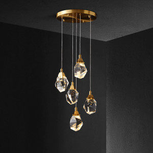 Подвесной светильник Delight Collection Crystal rock 5 gold