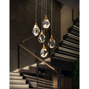 Подвесной светильник Delight Collection Crystal rock 5 gold