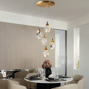 Подвесной светильник Delight Collection Crystal rock 5 gold