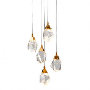 Подвесной светильник Delight Collection Crystal rock 5 gold