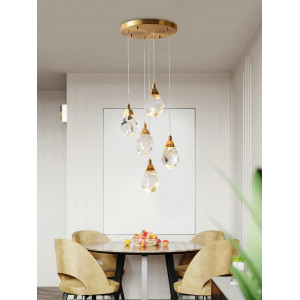 Подвесной светильник Delight Collection Crystal rock 5 gold